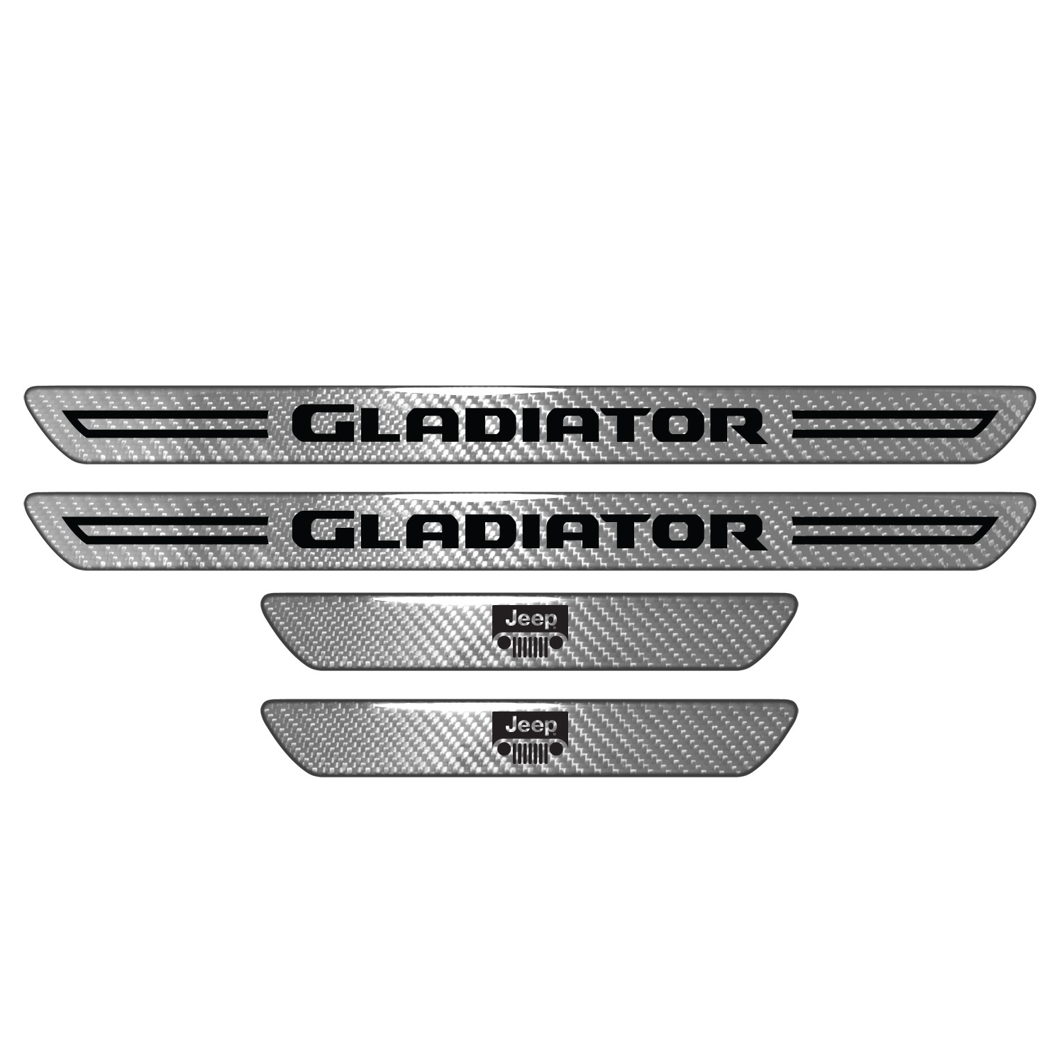 Jeep Gladiator Silver Carbon Fiber Universal Door Sill Protector Kick Plates