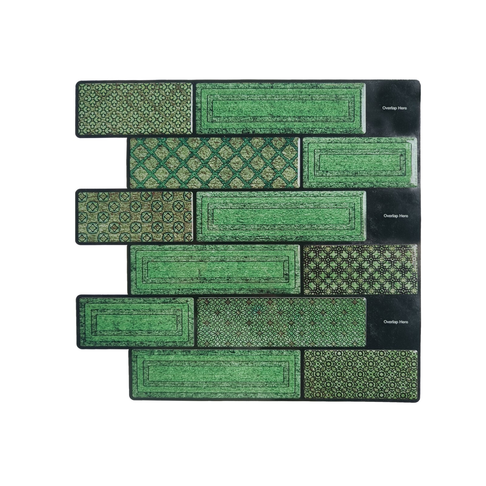 Vintage 3D PU Peel and Stick Tile | Green Subway Stick on Tile, Self Adhesive
