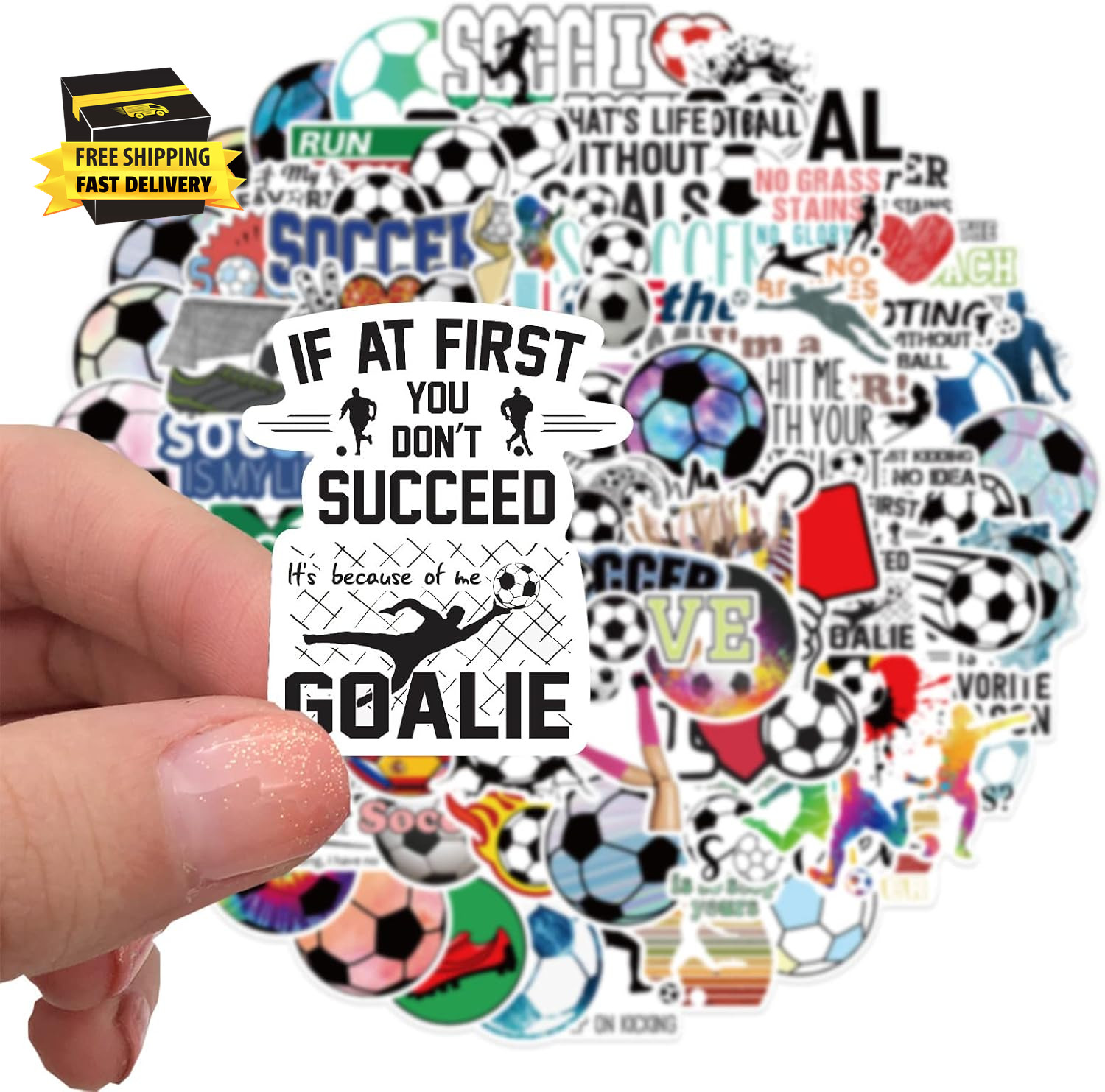 Soccer Stickers, Cool Soccer Sport Stickers for Kids Teens Adults, 100PCS Vinyl