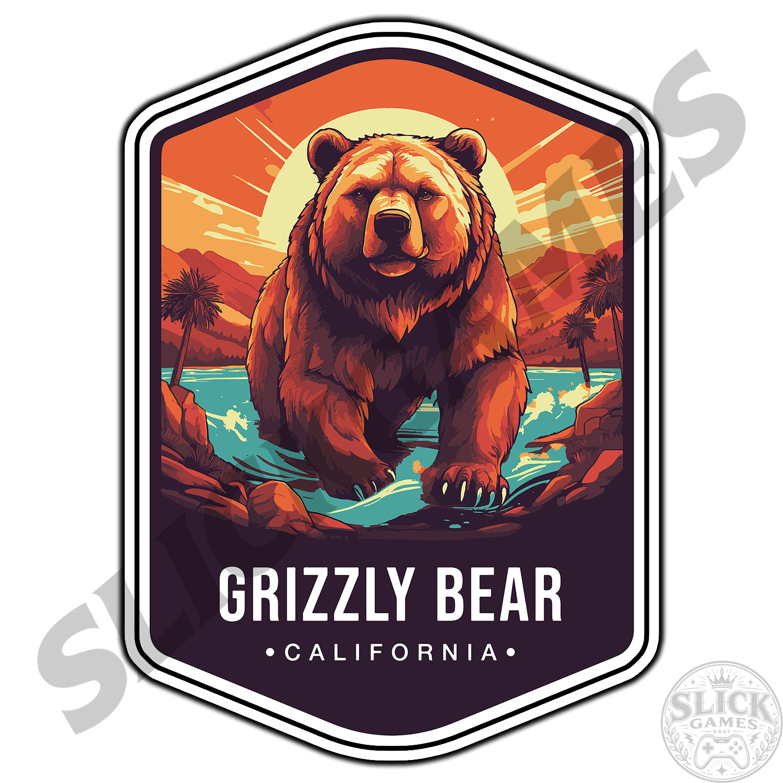 Grizzly Bear California State Animal Travel #1 Sticker Waterproof Vinyl Decal