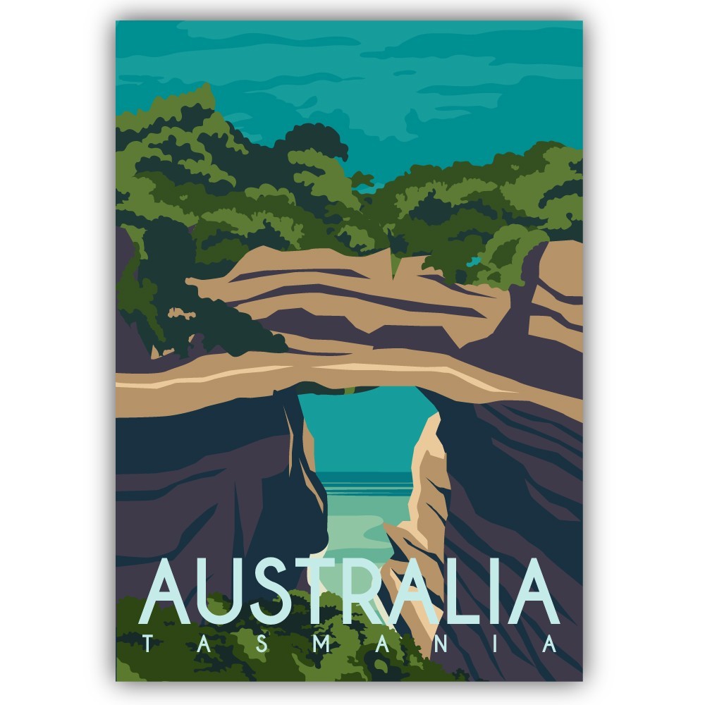 Australia Tasmania Travel Vintage Poster Art Cut To Shape Vinyl Sticker
