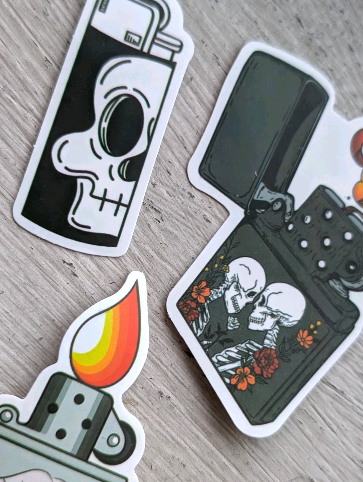 Lighter For Smoking Fun Hippie Colorful Skull Stickers Lot Of 3 Pcs