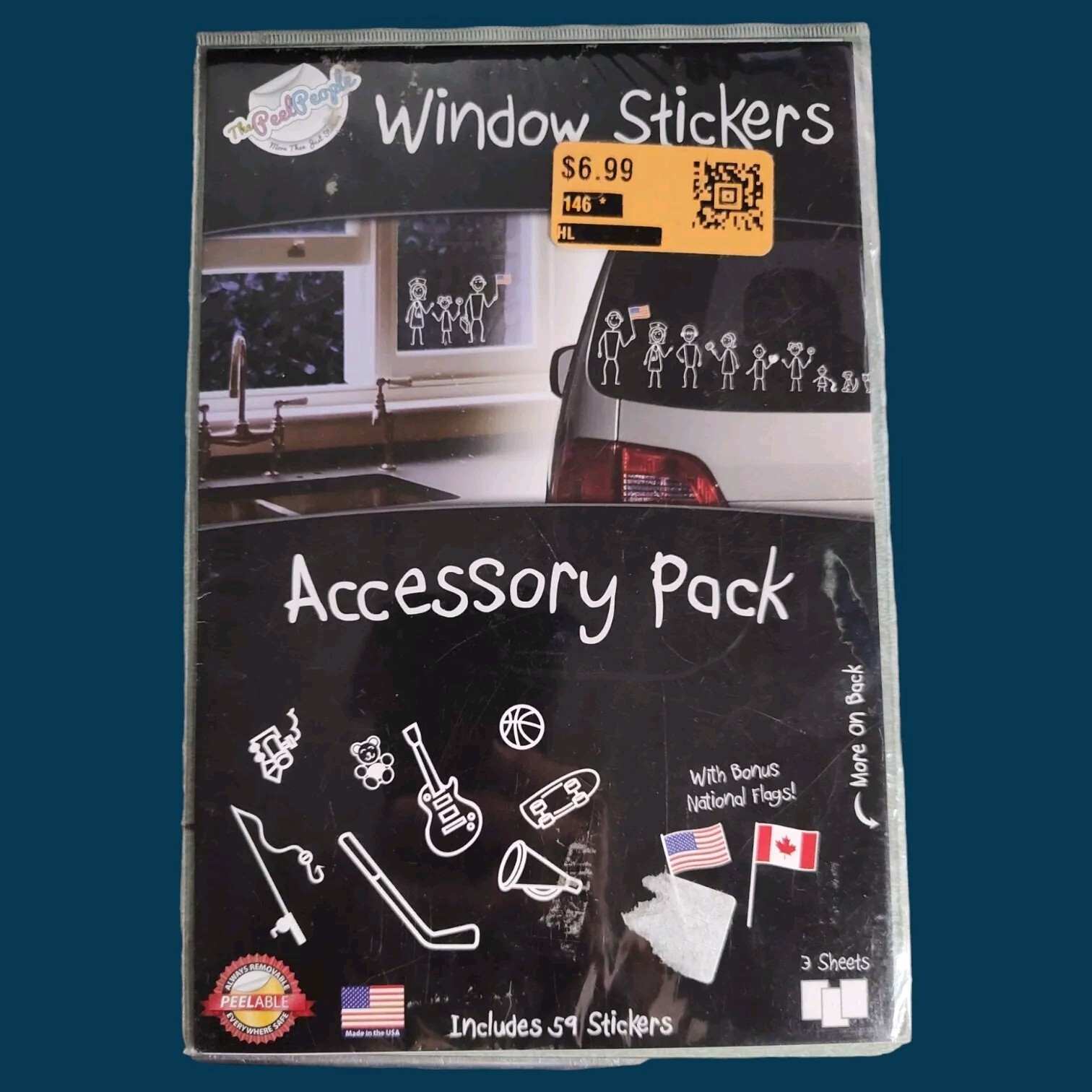 The Peel People Stick Figure Window Stickers Accessory & Flags Pack 59 Decals