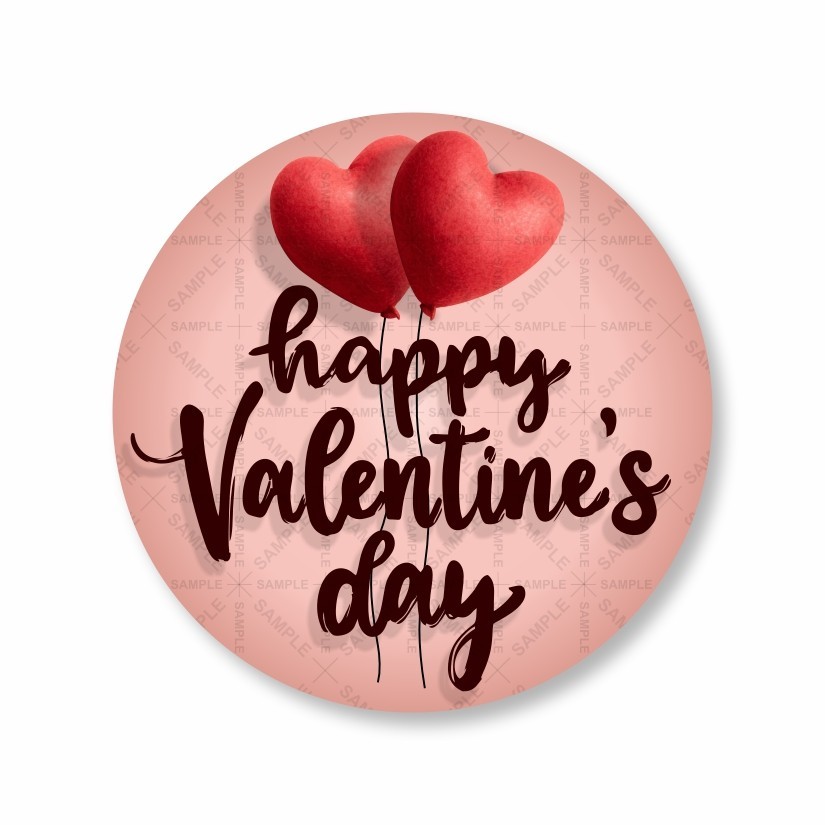 Happy Valentine's Day Heart Shape Stickers Set, 1.2" & 1.5"