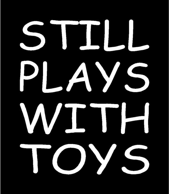STILL PLAYS WITH TOYS Vinyl Decal 5" x 6" (11 Colors)