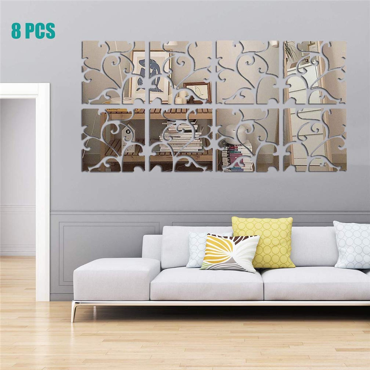 3D Mirror Wall Stickers, Acrylic Square Geometric Pattern DIY Art Decals, Sel…