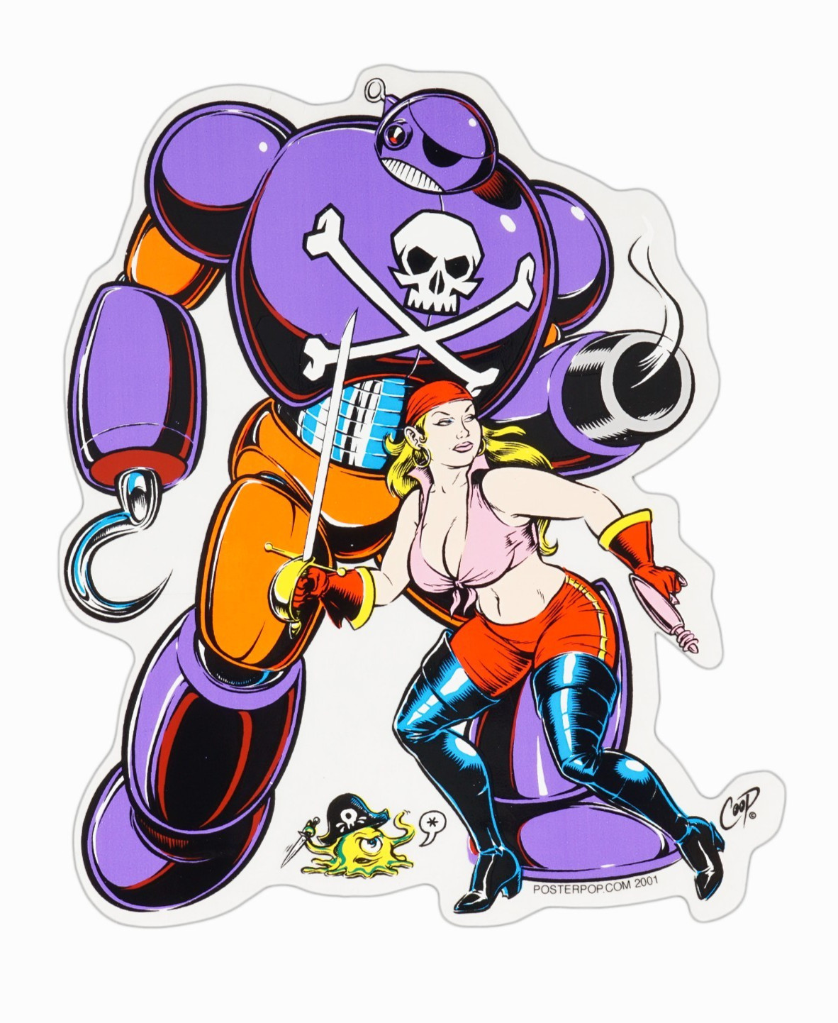 2001 Poster Pop Culture Art Sticker Print Coop Vintage Robot Sexy Pirate Woman