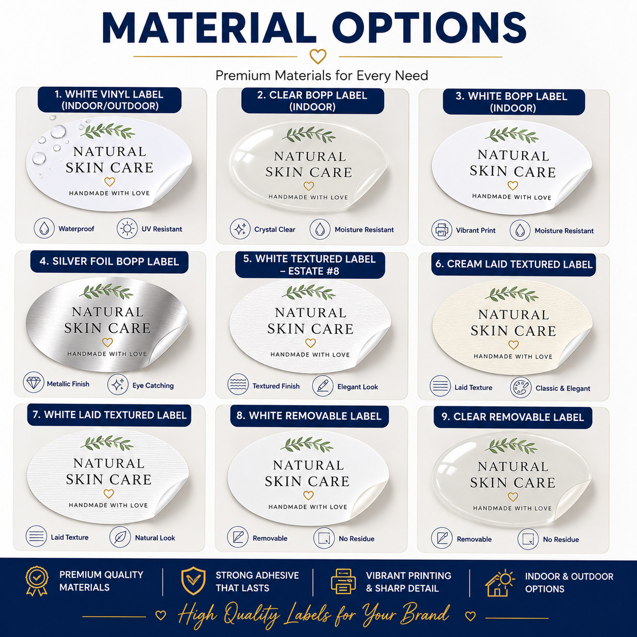 Custom Oval Roll Labels Personalized Stickers, Packaging & Branding, 100 Pieces