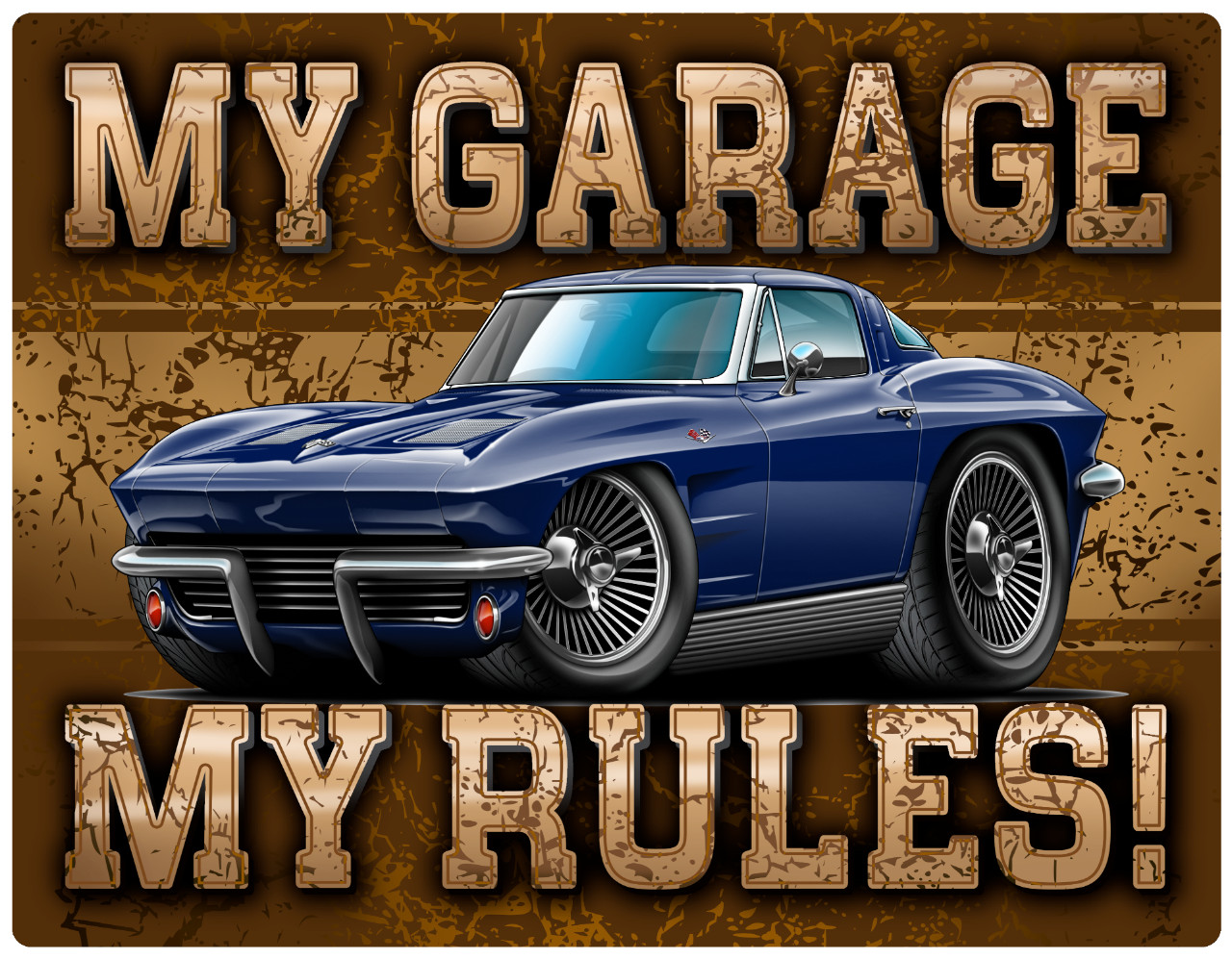 1963 Corvette Split Window Coupe My Garage My Rules Wall Art Graphic Sticker