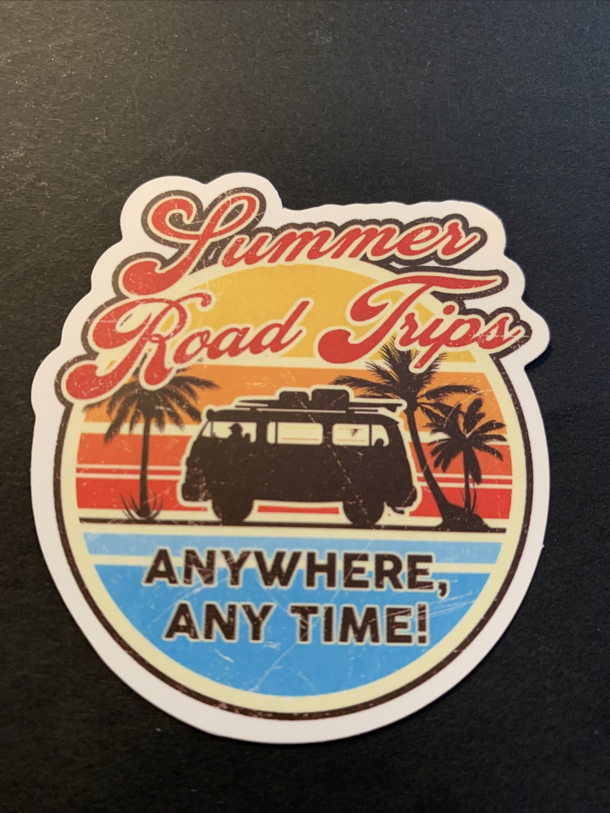 Summer Road Trips Anywhere Adventure Sticker -Decal For Hydroflask Laptop Skate