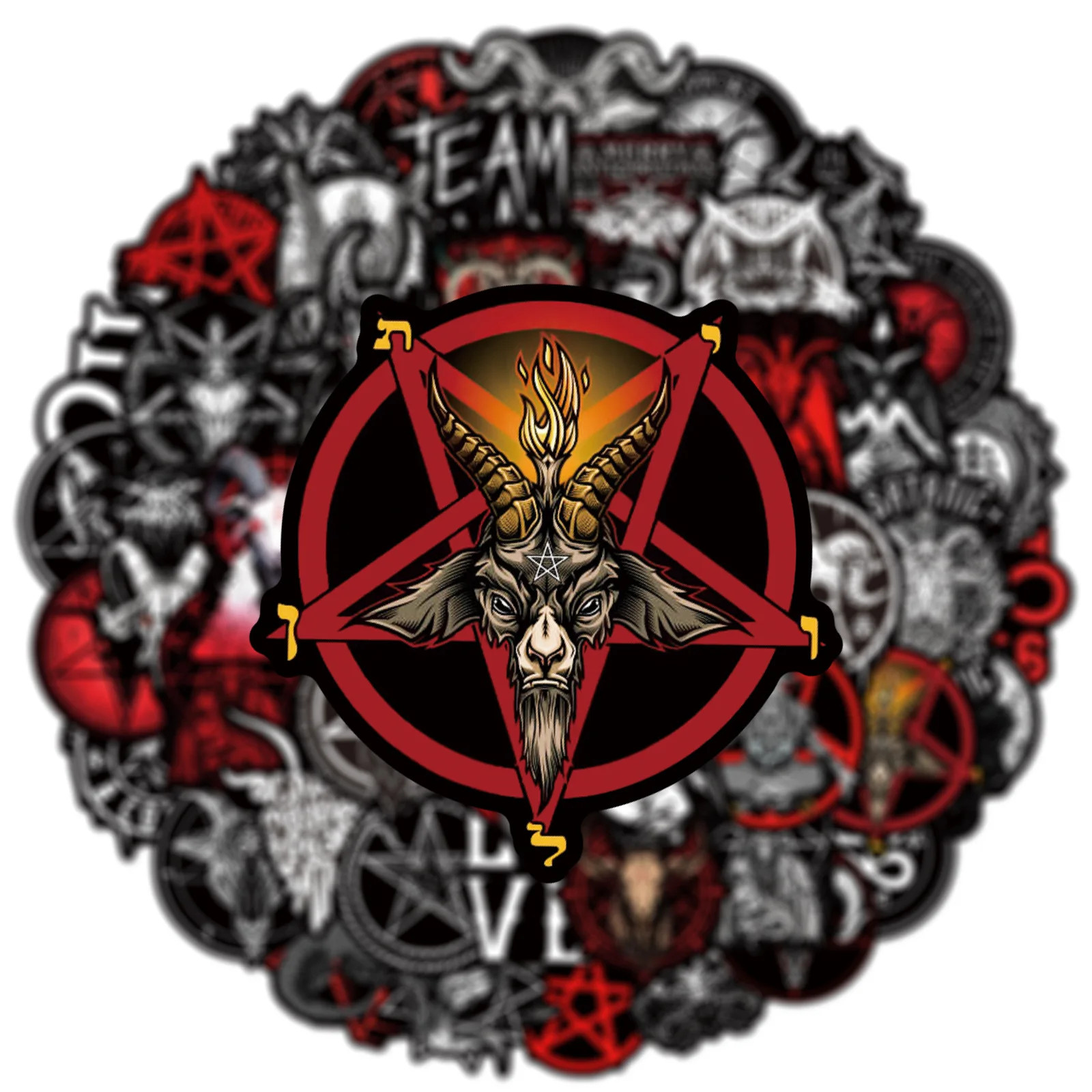 50PC Satanic Symbol Stickers Gothic Occult Baphomet Vinyl Decal Pack 2 Inch