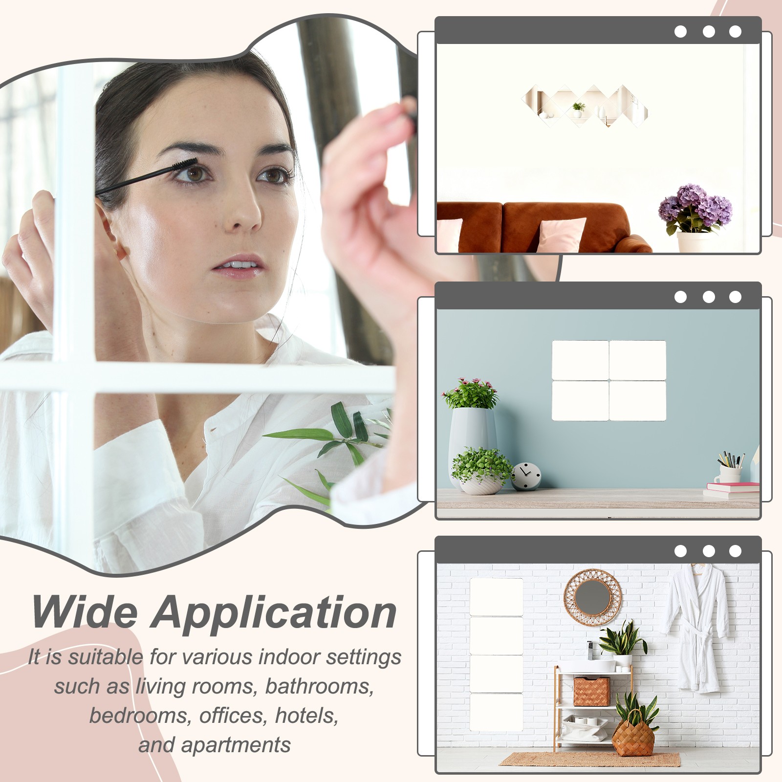 6Pcs Acrylic Mirror Sheet, 2" Circle Self Adhesive Mirror