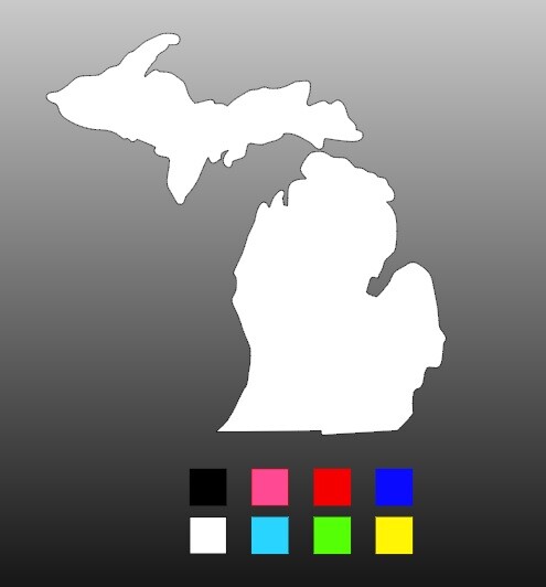 Michigan Upper and Lower Peninsula Die Cut Window Sticker Decal Multiple Colors