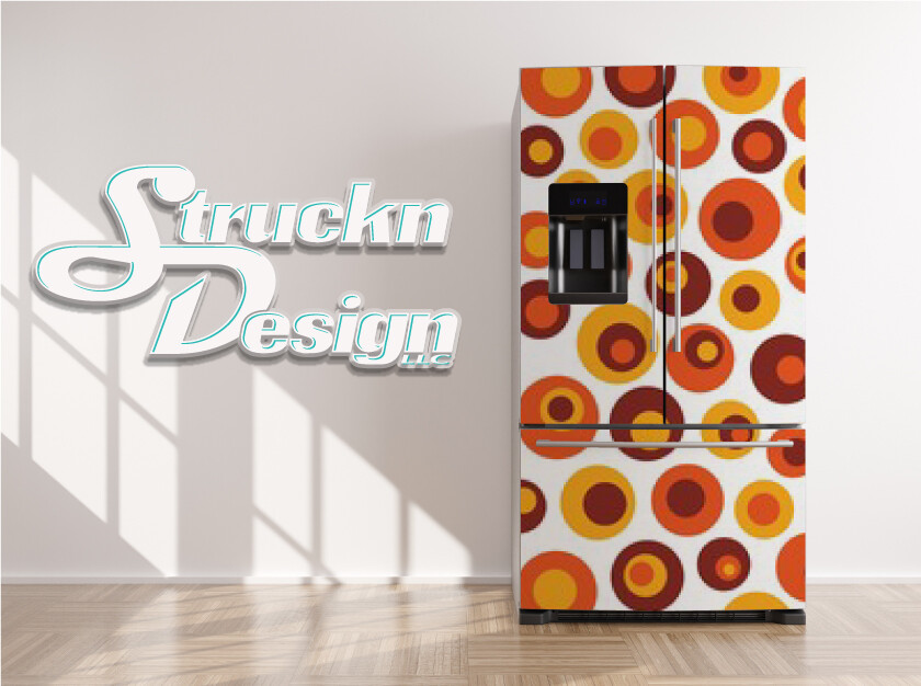 Orange Red Abstract Circle Dot Pattern Fridge Freezer Wrap Side Door Vinyl Decal