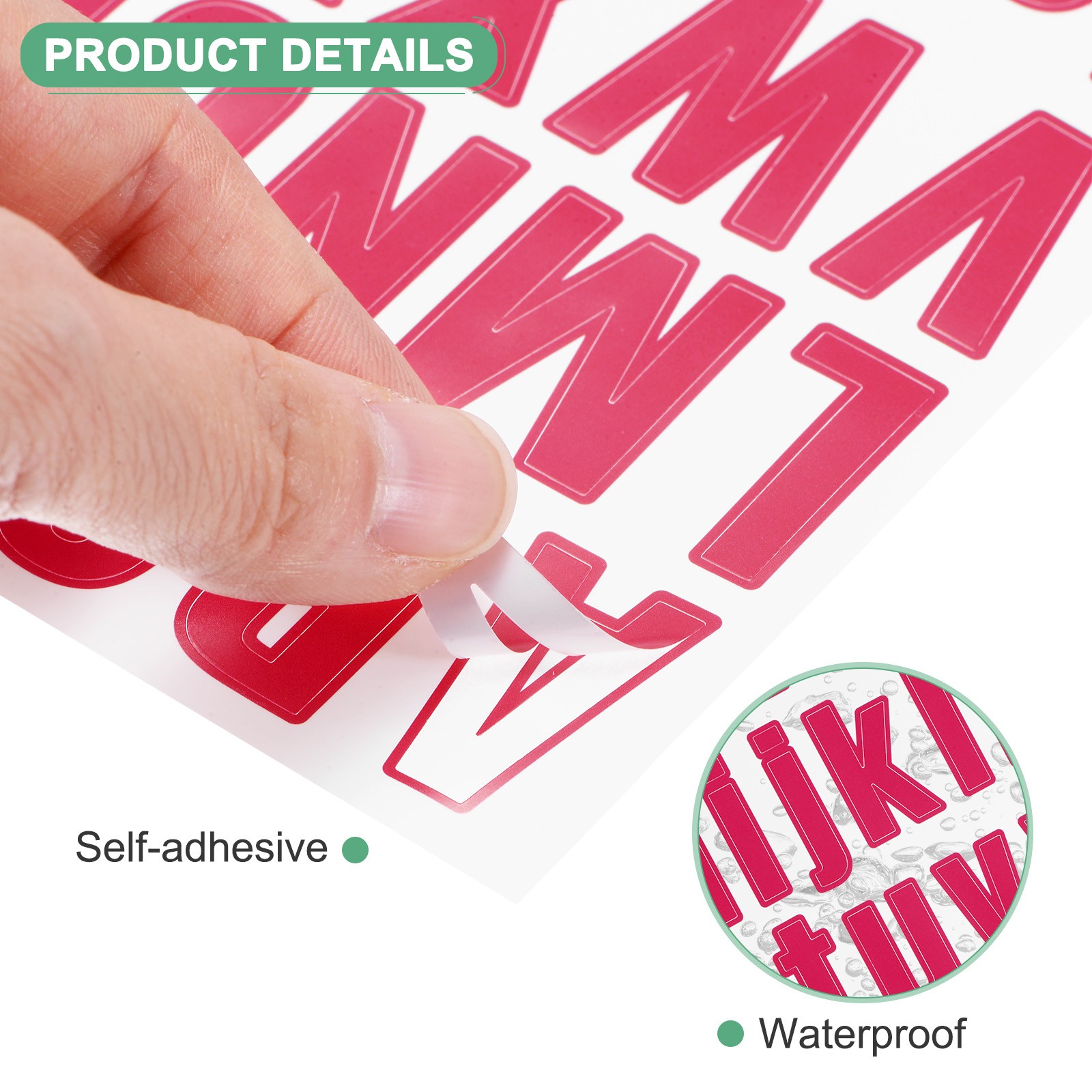 6-Sheets Letter Stickers, 1" Vinyl Alphabet Sticker[486 Pieces, Rose Red]