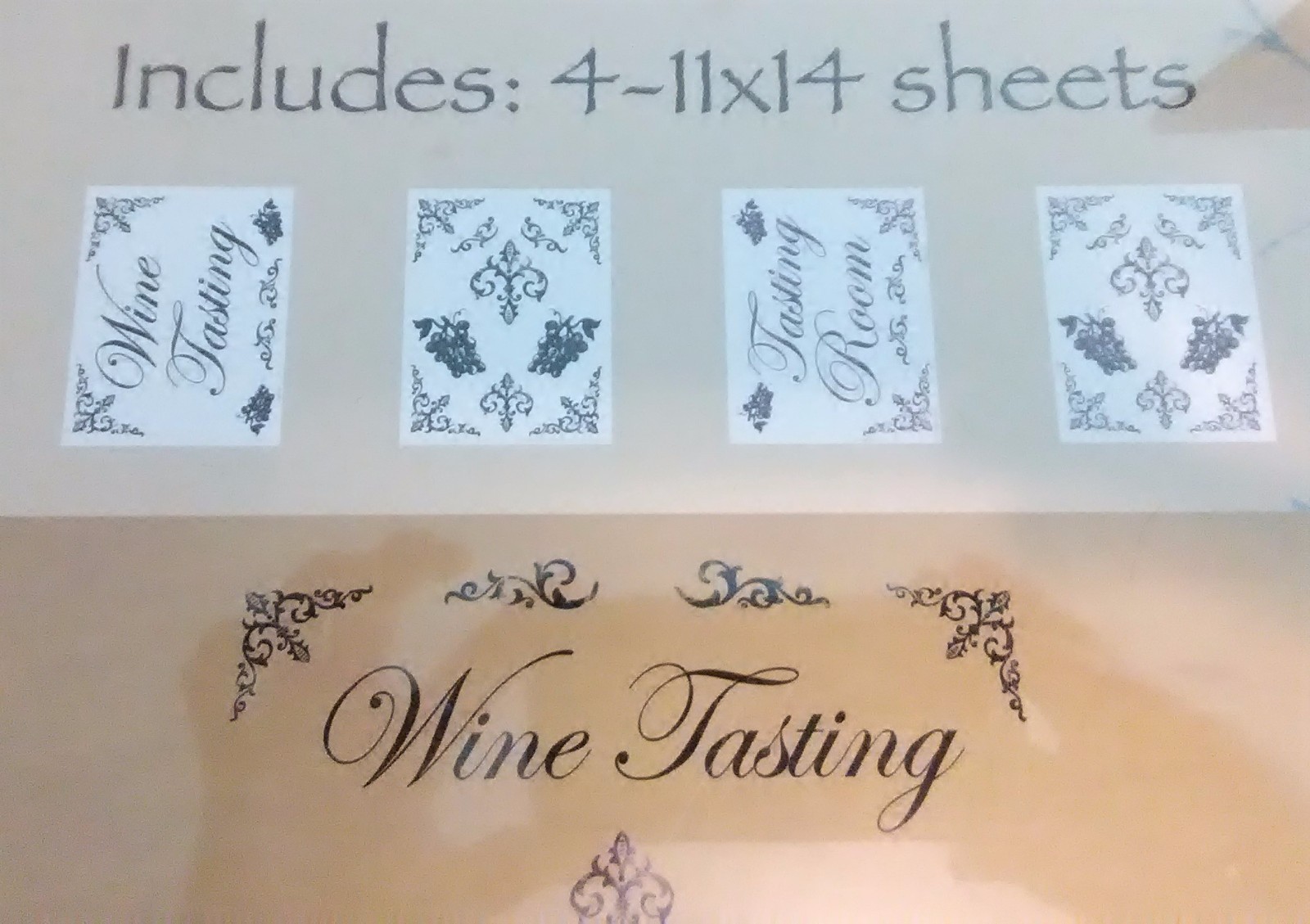 Wine Tasting Wall Decals/Stickers Art-A-Peel, 4 Sheets 11" x 14" Room Black NEW
