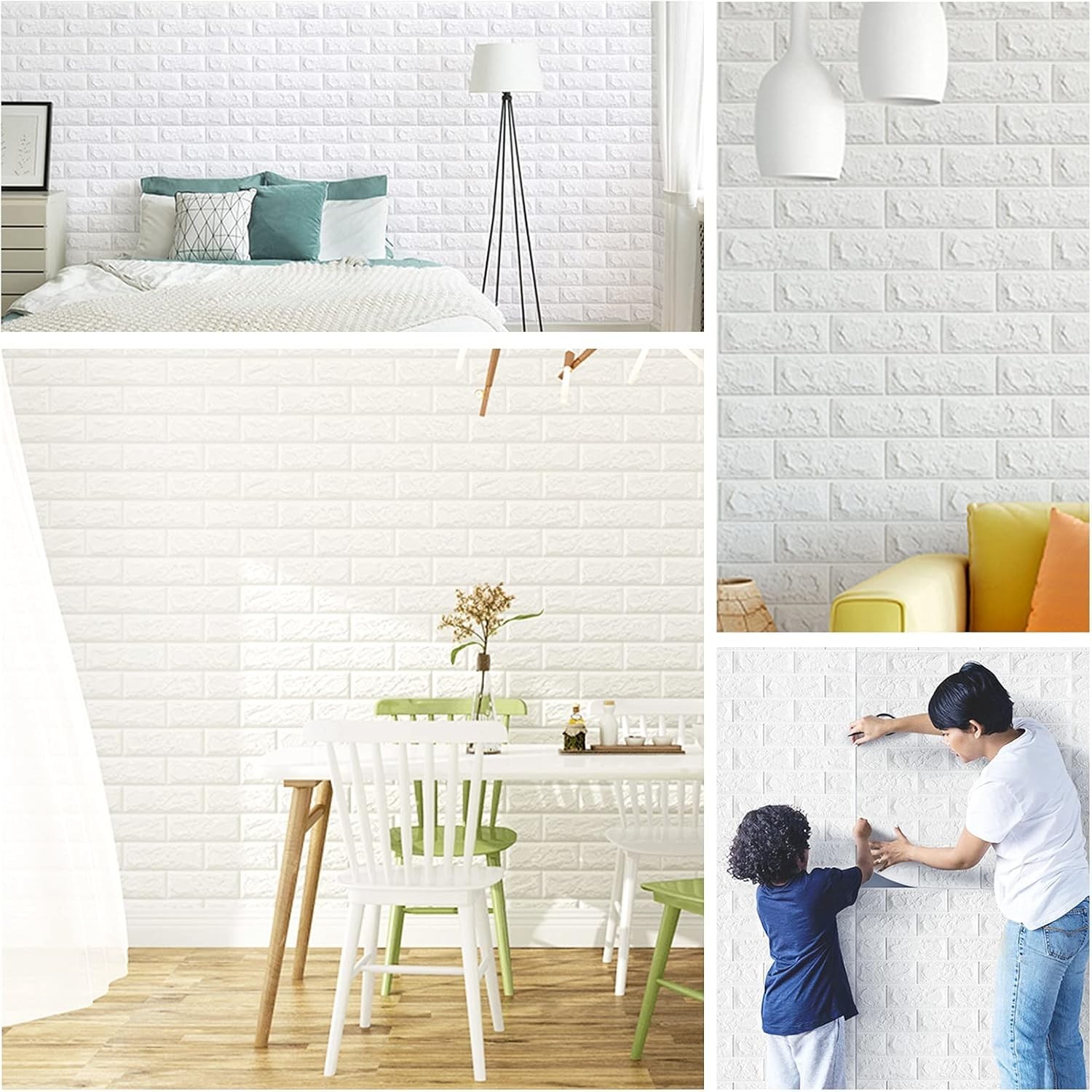 Modern 3D Foam Wall Panels – 20 PCS, 29 Sq Ft White Brick Design for DIY Decor