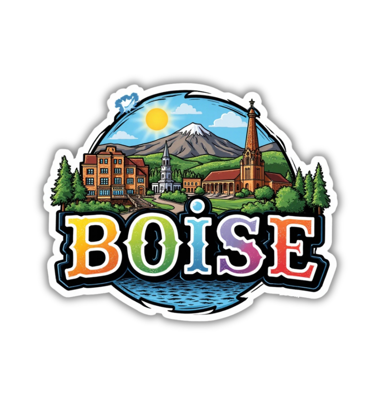 Boise Idaho Fridge Magnet or Laptop Sticker