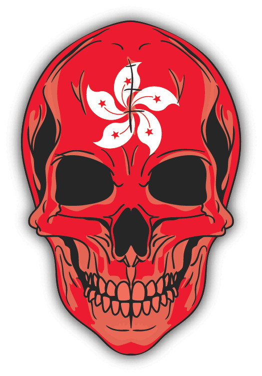 Skull Flag Hong Kong Car Bumper Sticker Decal