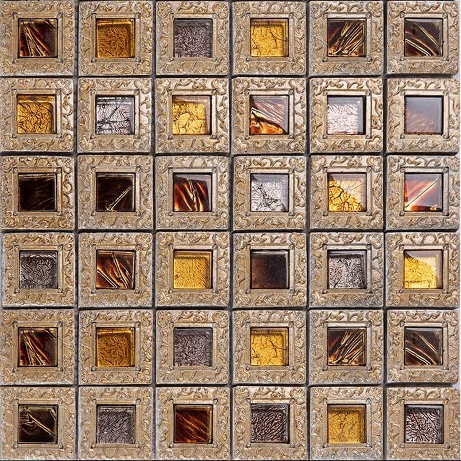 Vintage Framed Glass Mosaic Baroque Style Decorative Tile Window Design for B…