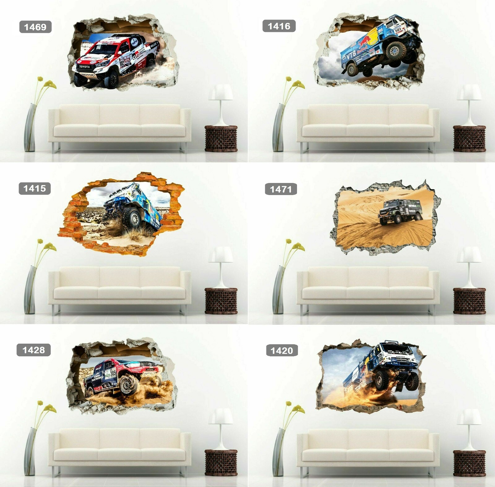 Master Truck Force Dakar Rally Dubai Pickup 3D Wall Sticker Vinyl Decal Mural