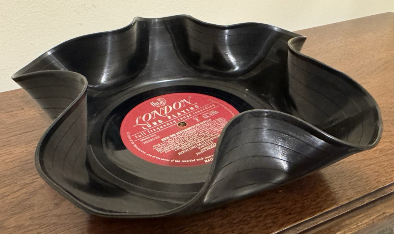 Vinyl Record Snack Catch-all Bowls – one is 9.5" and one is 8.5" diameter