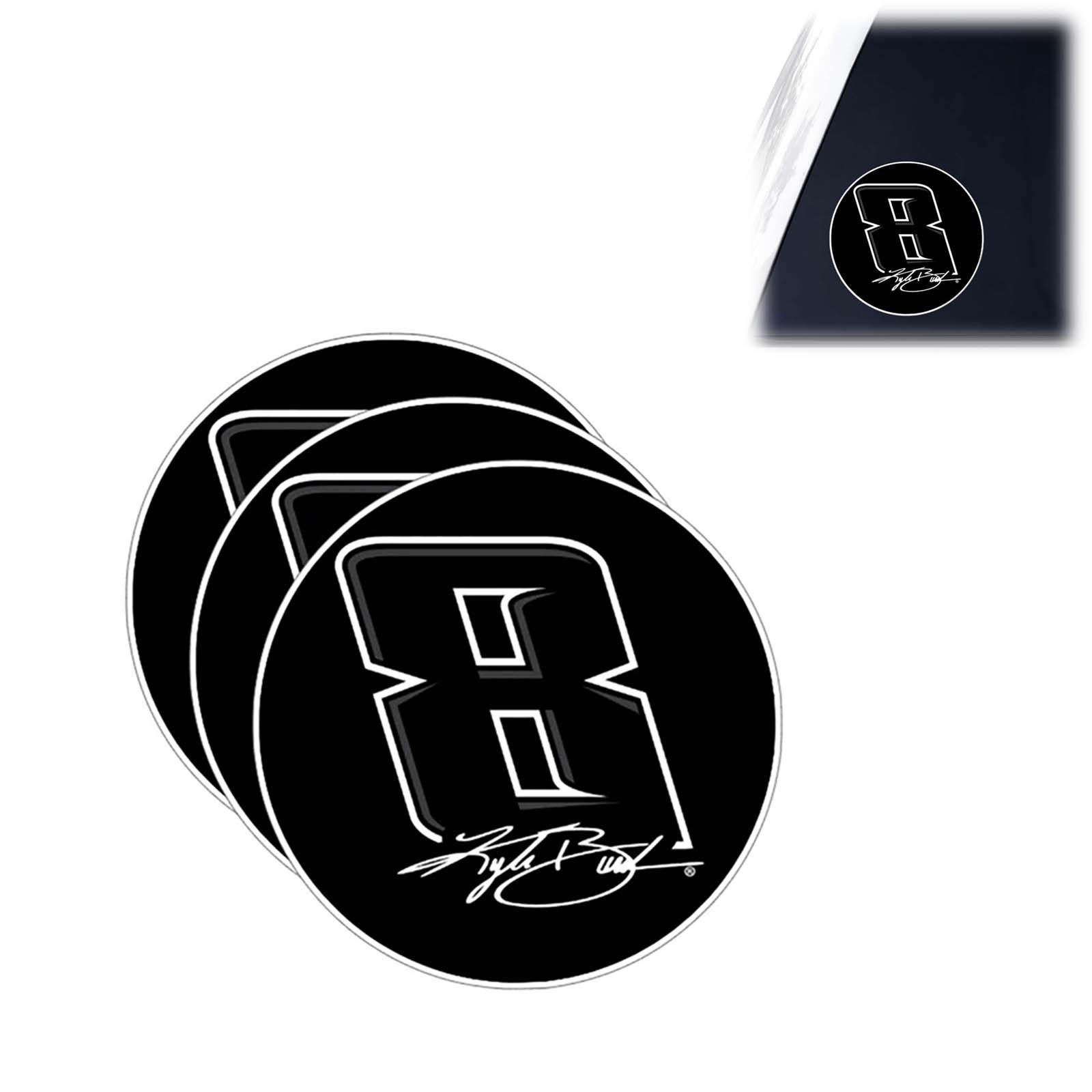 3pcs Kyle Busch 3” Round Tribute Sticker, Fan Gear 8 Decal