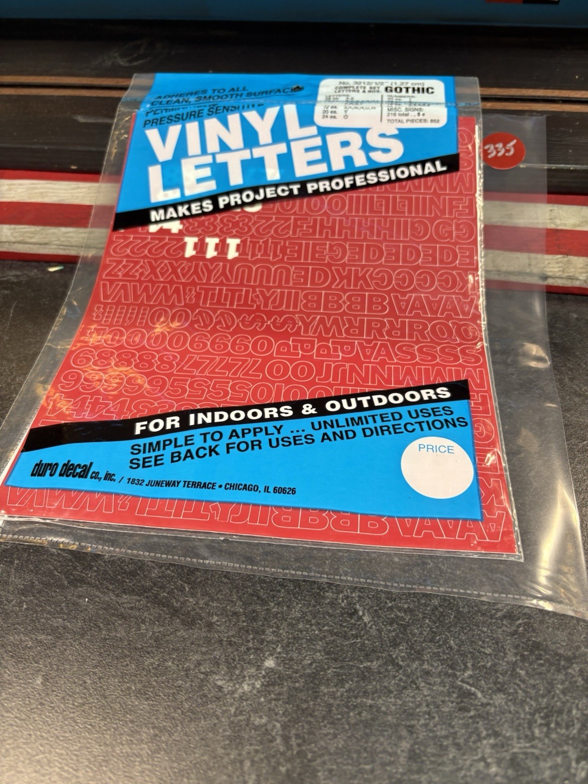Permanent Adhesive Vinyl Letters & Numbers 1/2" G. RED PARTIAL FEW MISSING