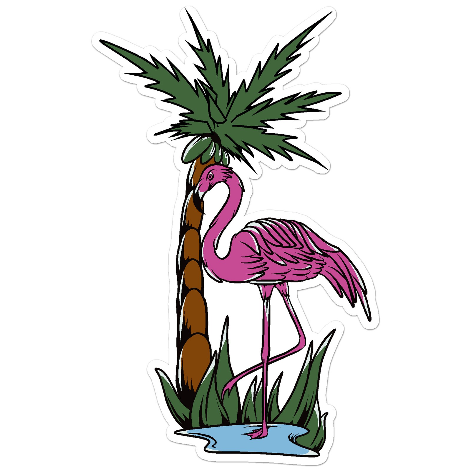 Palm Tree Flamingo – Vinyl Decal Sticker – Car Window Laptop – ebn8184