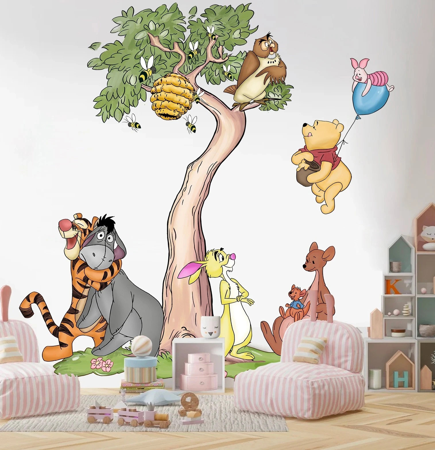 Winnie the Pooh With Friends Wall Decal Wall Sticker Kids Room Piglet Tiger Tree