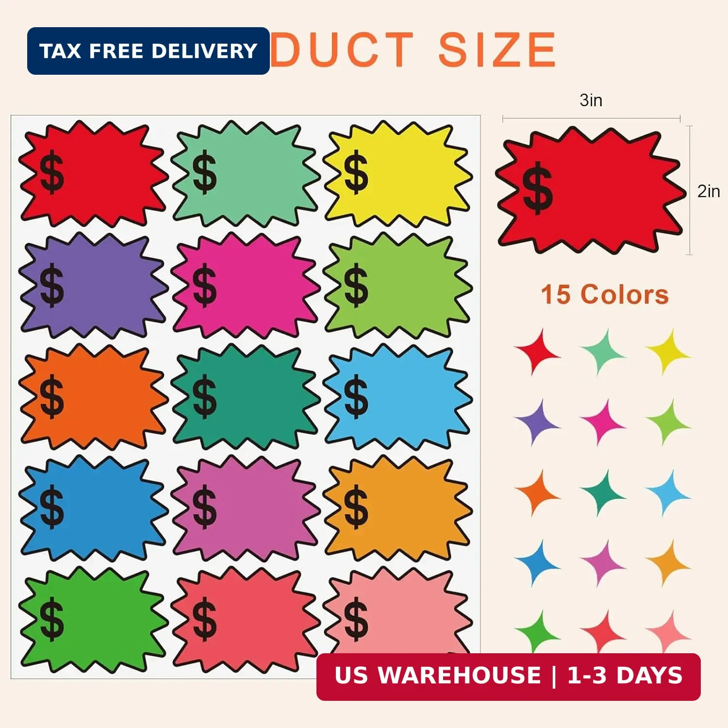 240 Pcs Garage Sale Stickers – Removable Adhesive Yards Price Stickers with Larg
