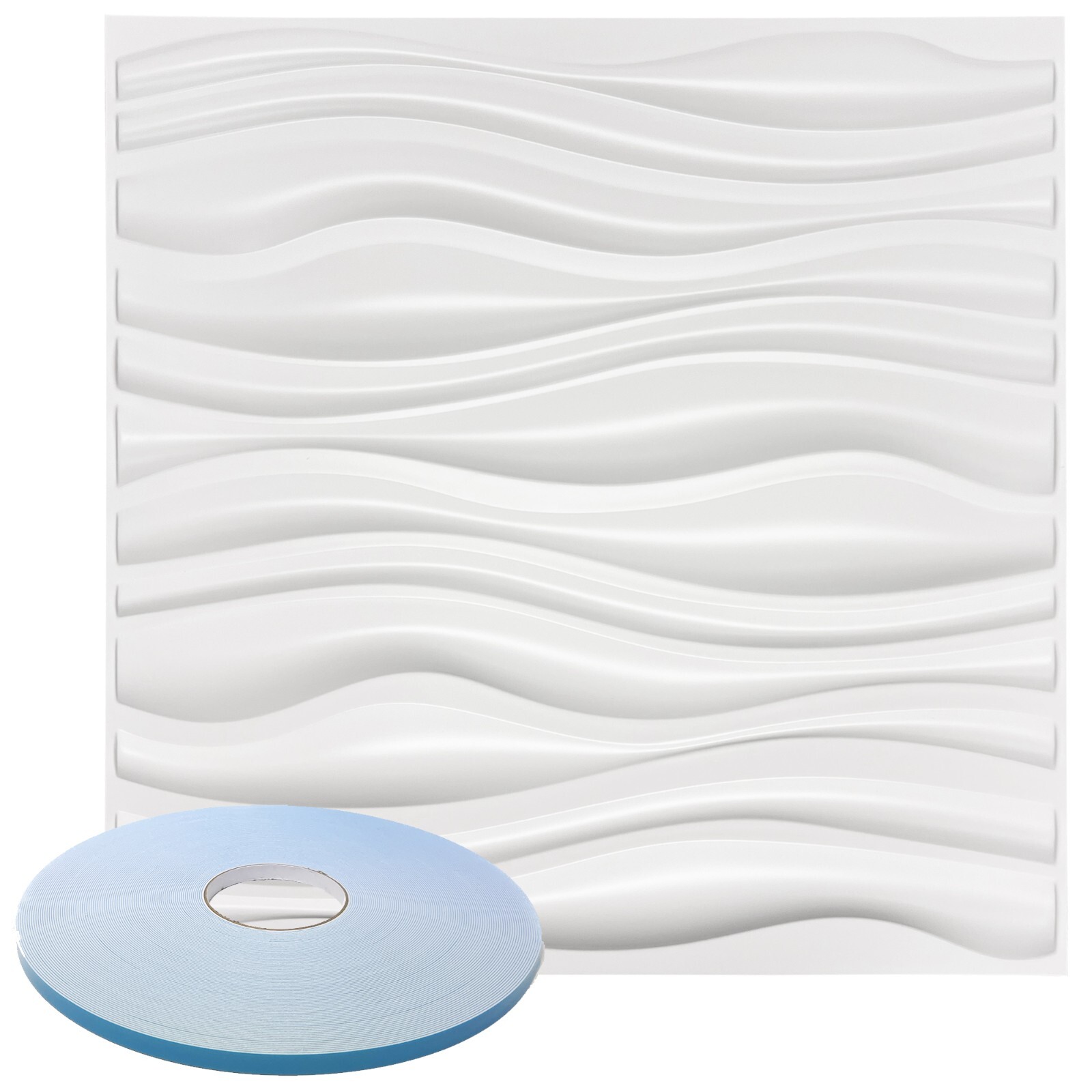 Star Textured Premium PVC 3d Wall Tile Panel 19.7" x 19.7" Pack of 12 White