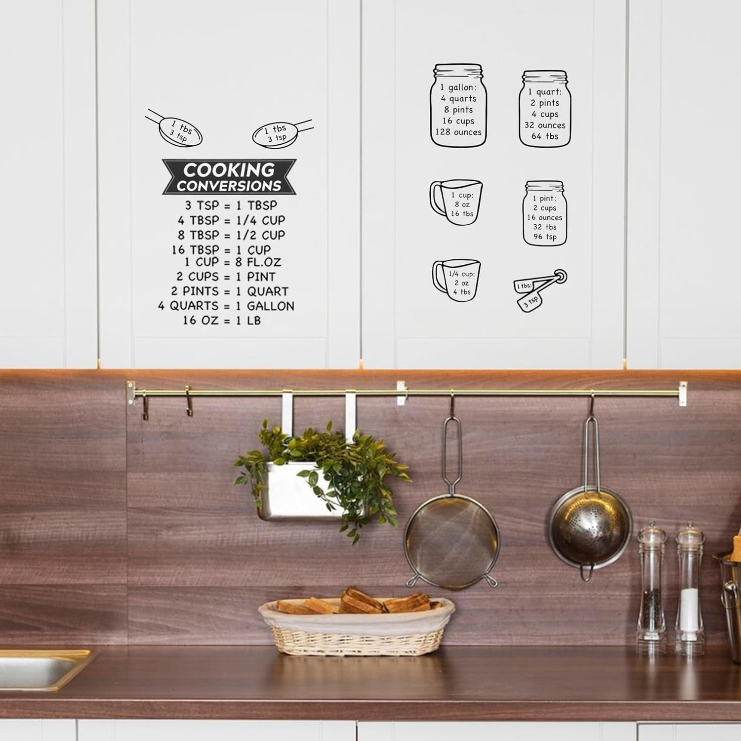 Kitchen Unit of Measurement Conversion Chart, Vinyl Measuring Conversion Decals