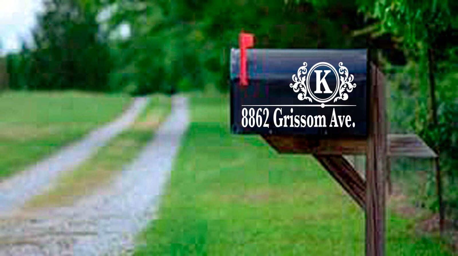 Mailbox Decal SET OF 3 Monogram Street Address permanent vinyl all colors