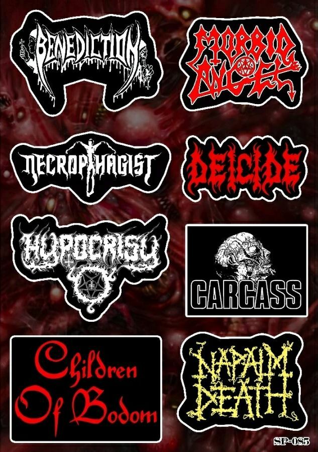 Metal Sticker Pack | Deicide Necrophagist Children Of Bodom Napalm Death Carcass