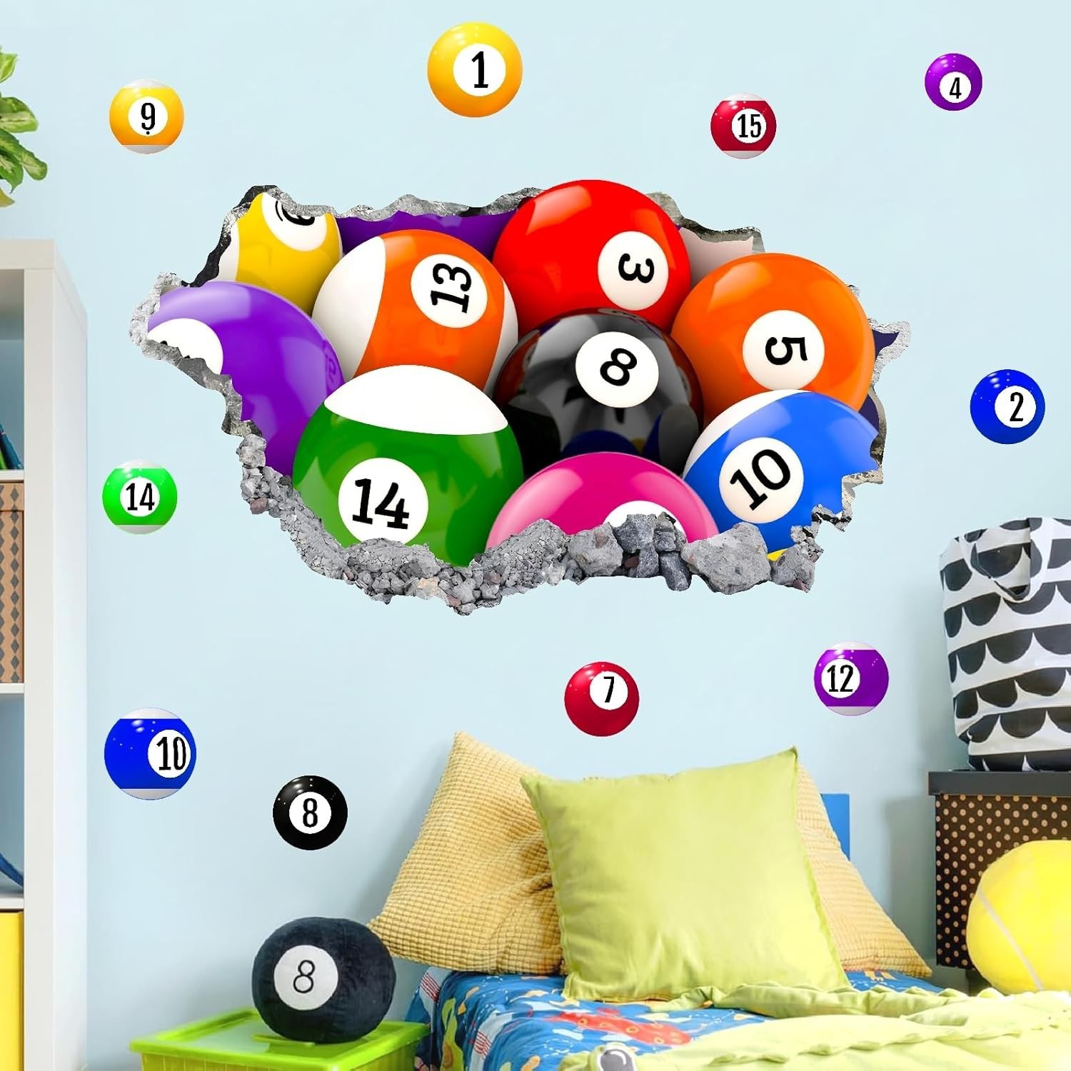 Removable Billiard Ball Wall Decals – Sporty Decor for Playrooms and Nurseries