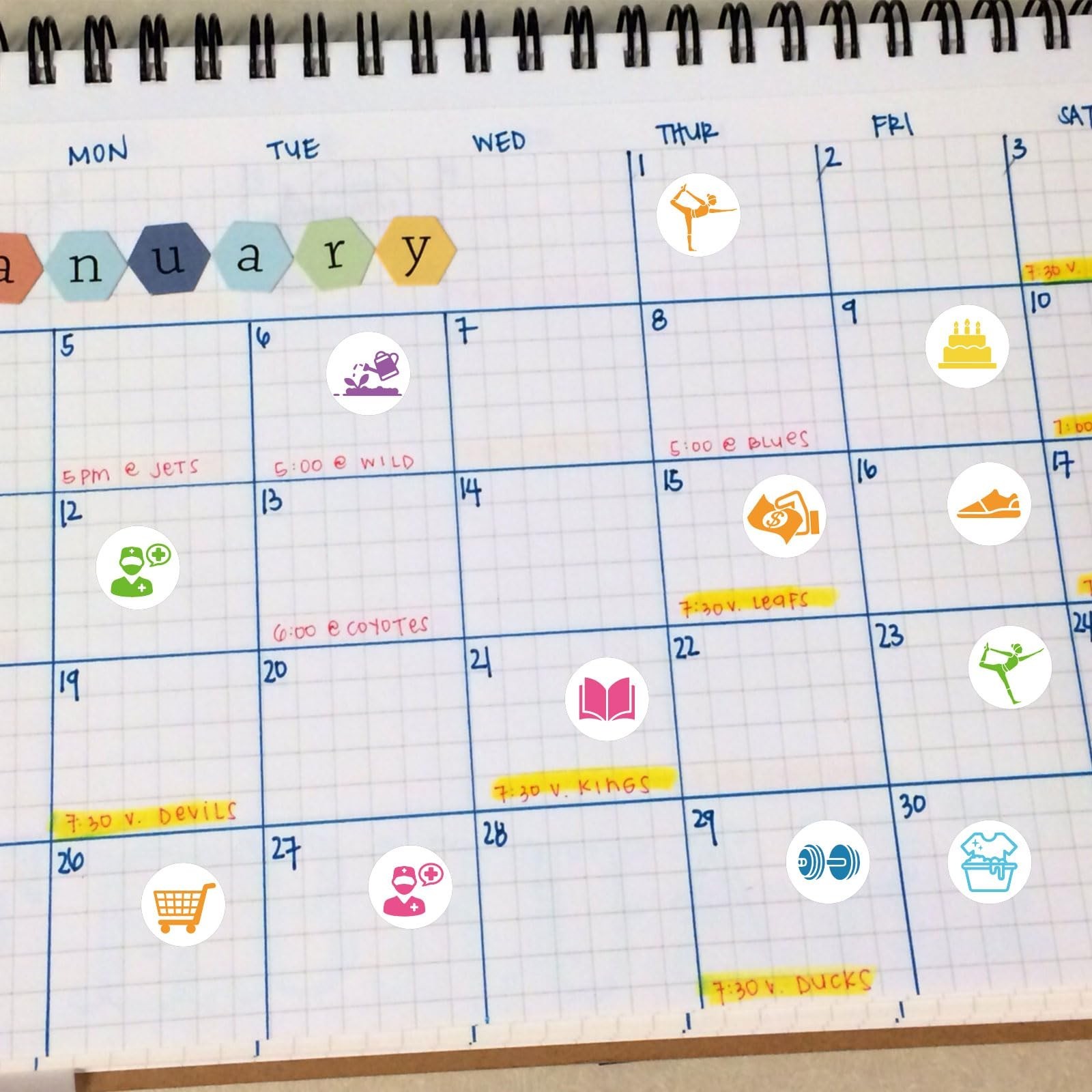 600PCS Mini Colorful Calendar Stickers,Planner Stickers for Airplane,Fitness,…