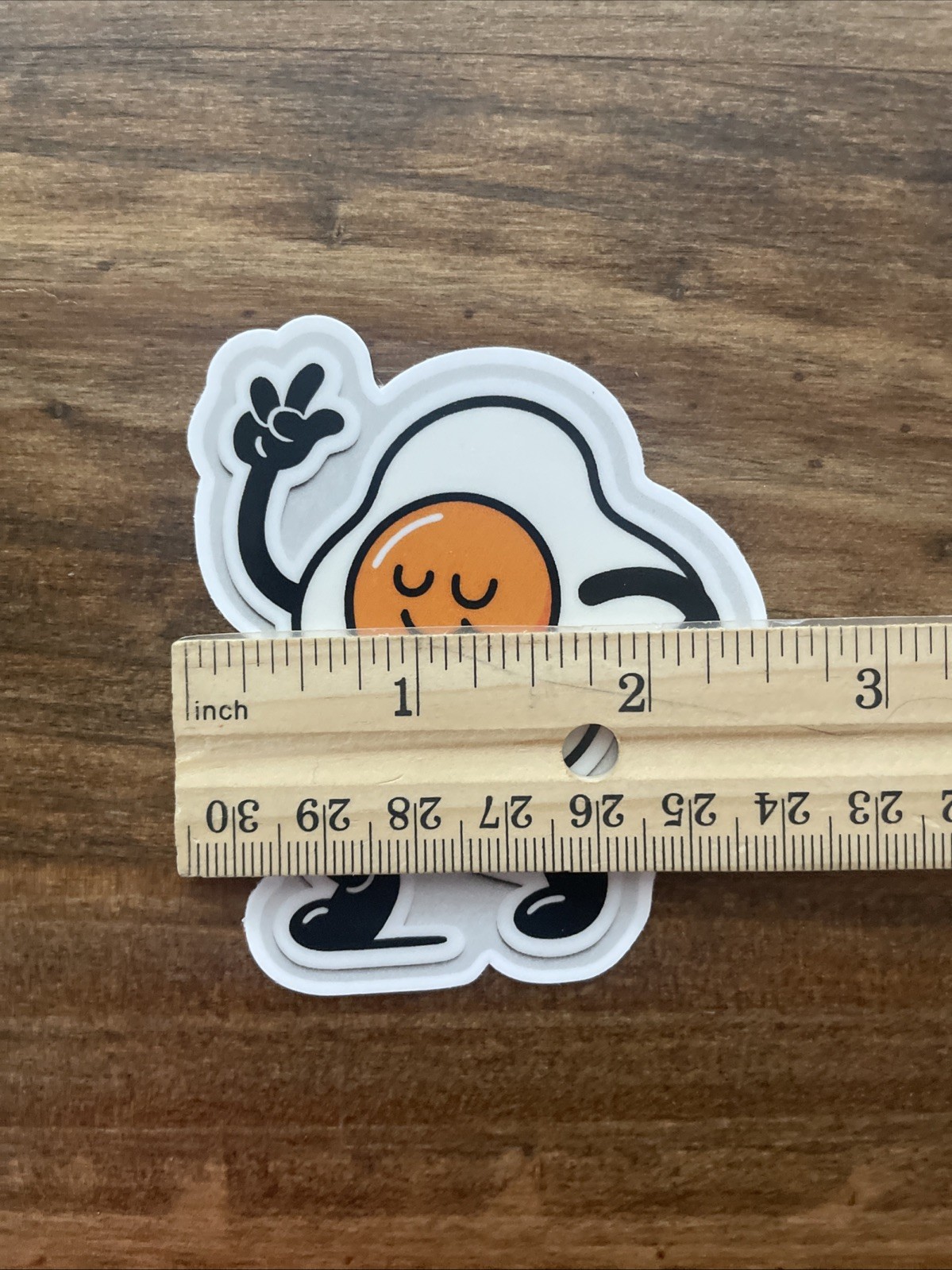 Egg Face Fried Overeasy Walking Cool Peace Sign Sticker 3”