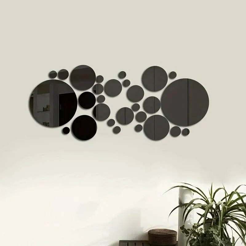 26PCS 3D Acrylic Mirror Wall Stickers Round DIY Bedroom Bathroom Decor