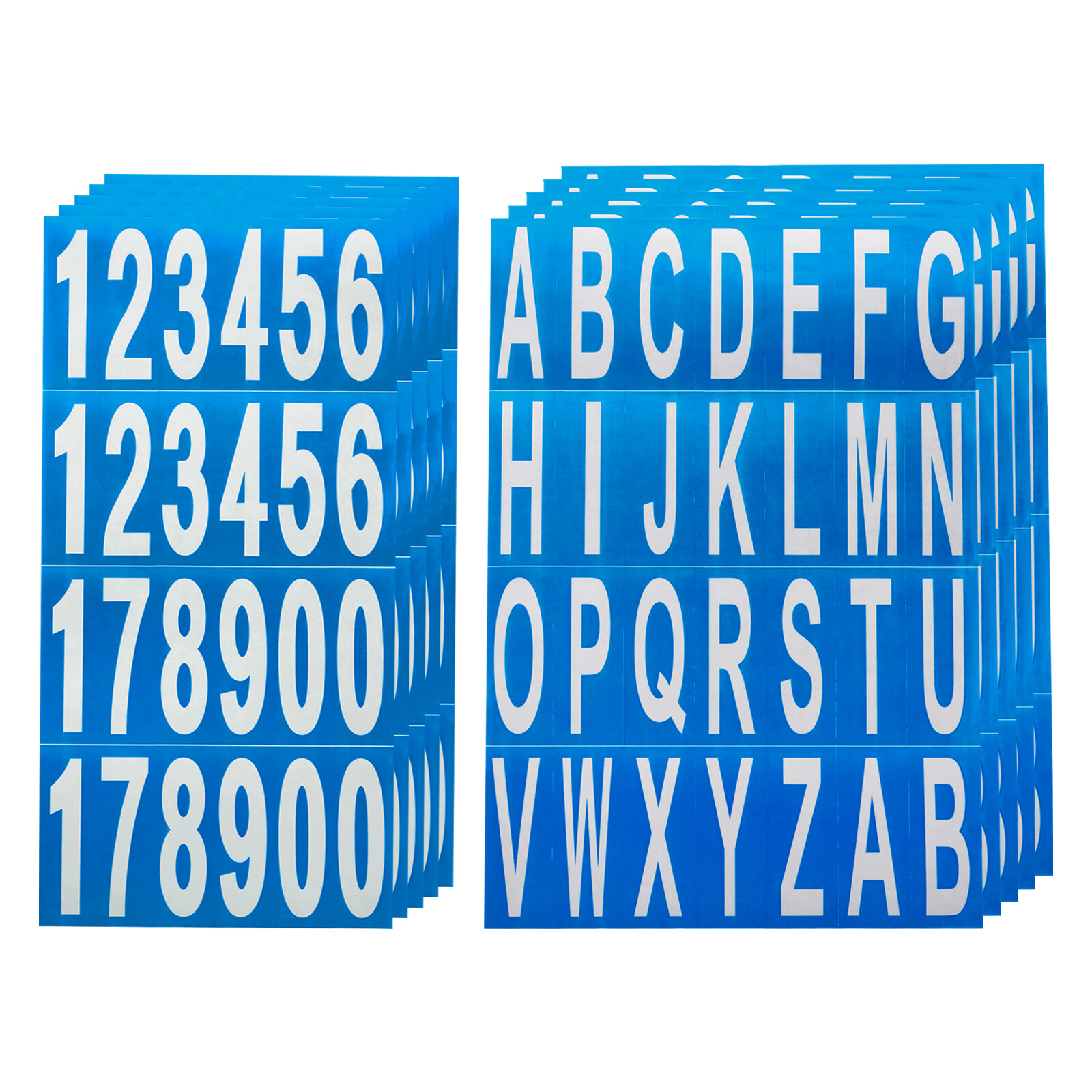 10 Sheets Mailbox Numbers and Letters for Indoor/Outdoor Decals White in Blue