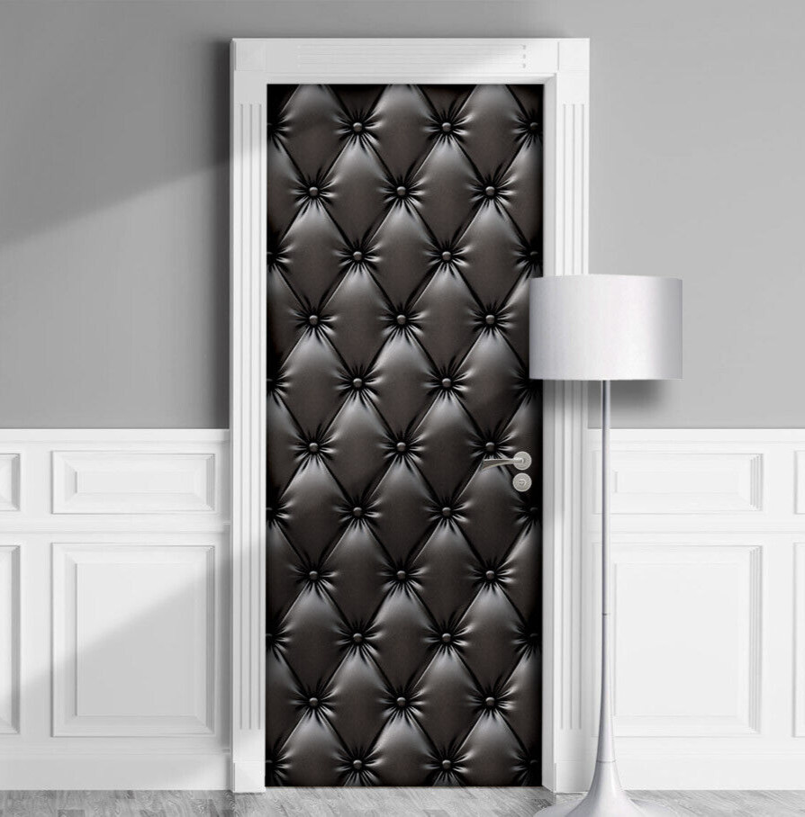 Lawyer Office Door Wrap – Black Leather | 1 piece | Laminated | Renter Friendly