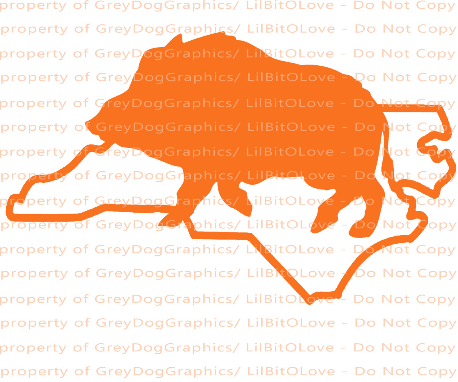 Solid Hog Boar over North Carolina NC Outline Hunter Vinyl Decal Sticker Hunting