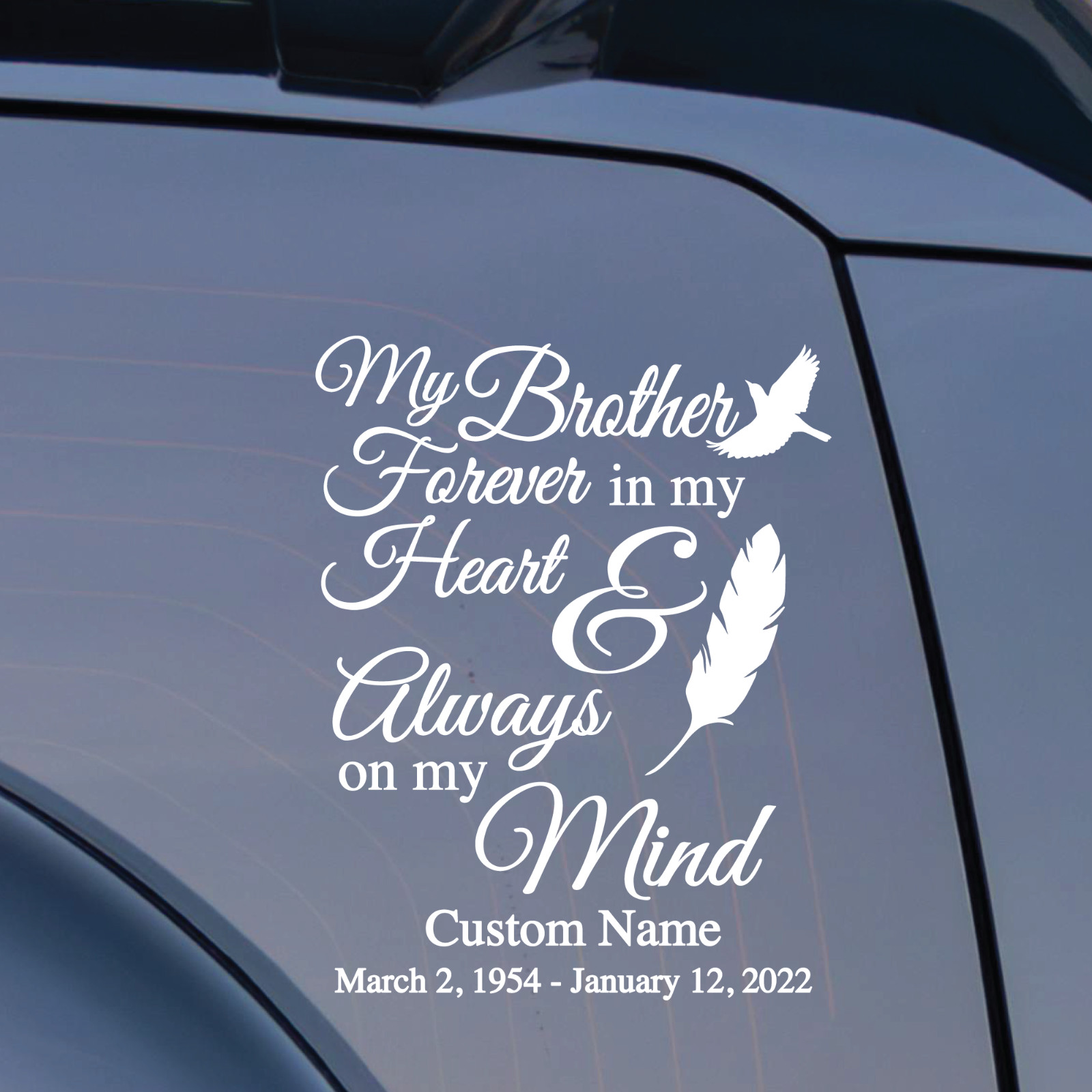 My Brother Forever in My Heart Decal – In Loving Memory -Memorial Sticker Decal