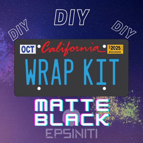 Cherry Red and Arctic Blue Gloss California Plate Wrap DIY Kit Matte Black