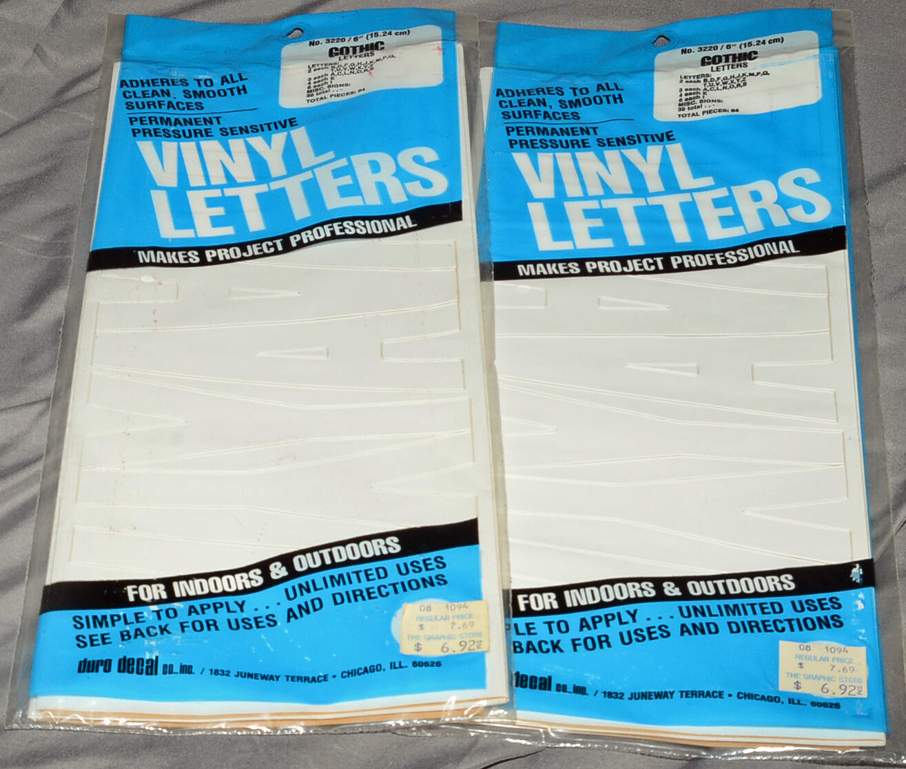 Vinyl Letters 6 In Pressure Sensitive Permanent Gothic Condensed Duro 2 Lot