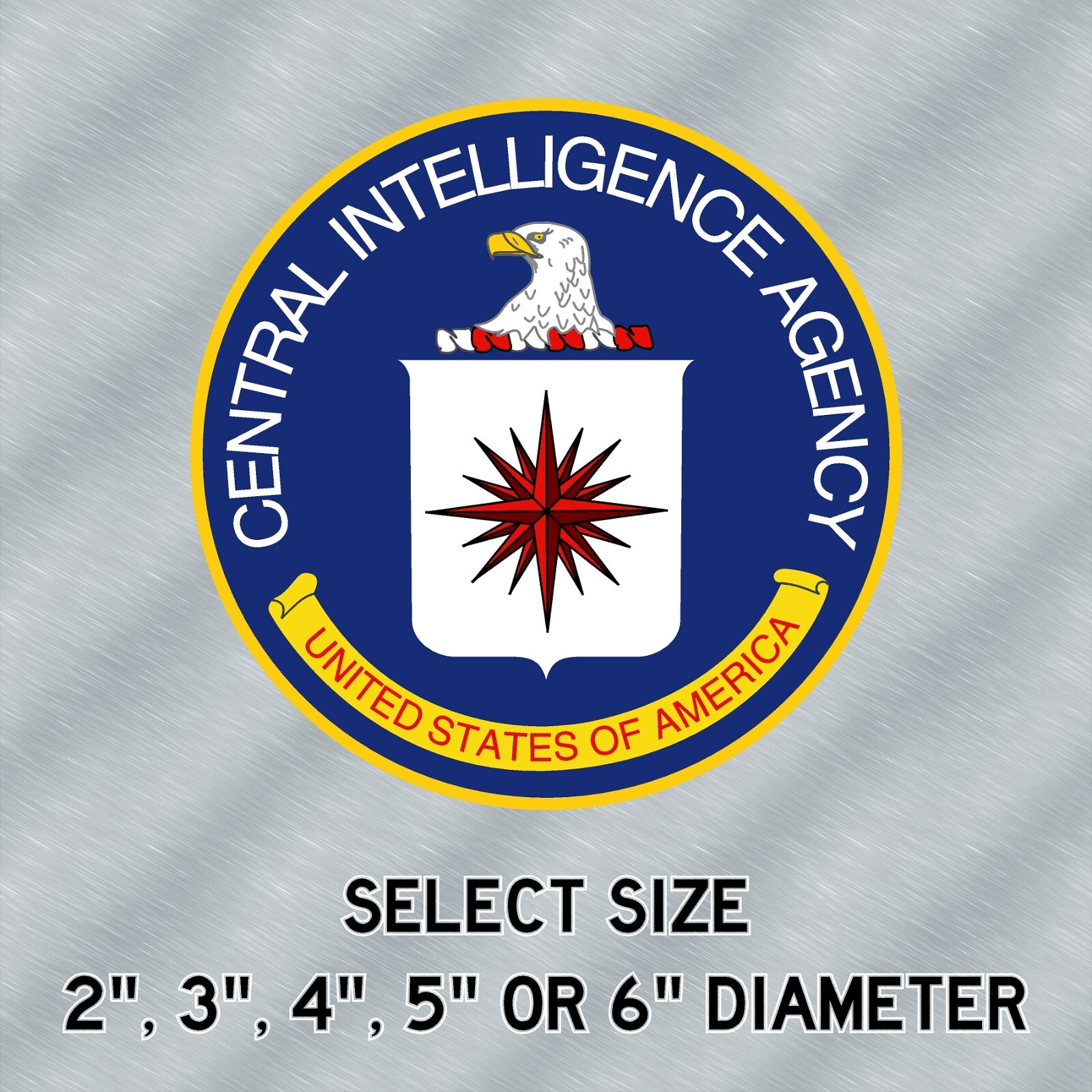 CIA Seal Laminated Sticker Choose from 2", 3", 4", 5" or 6" Sizes for Laptop