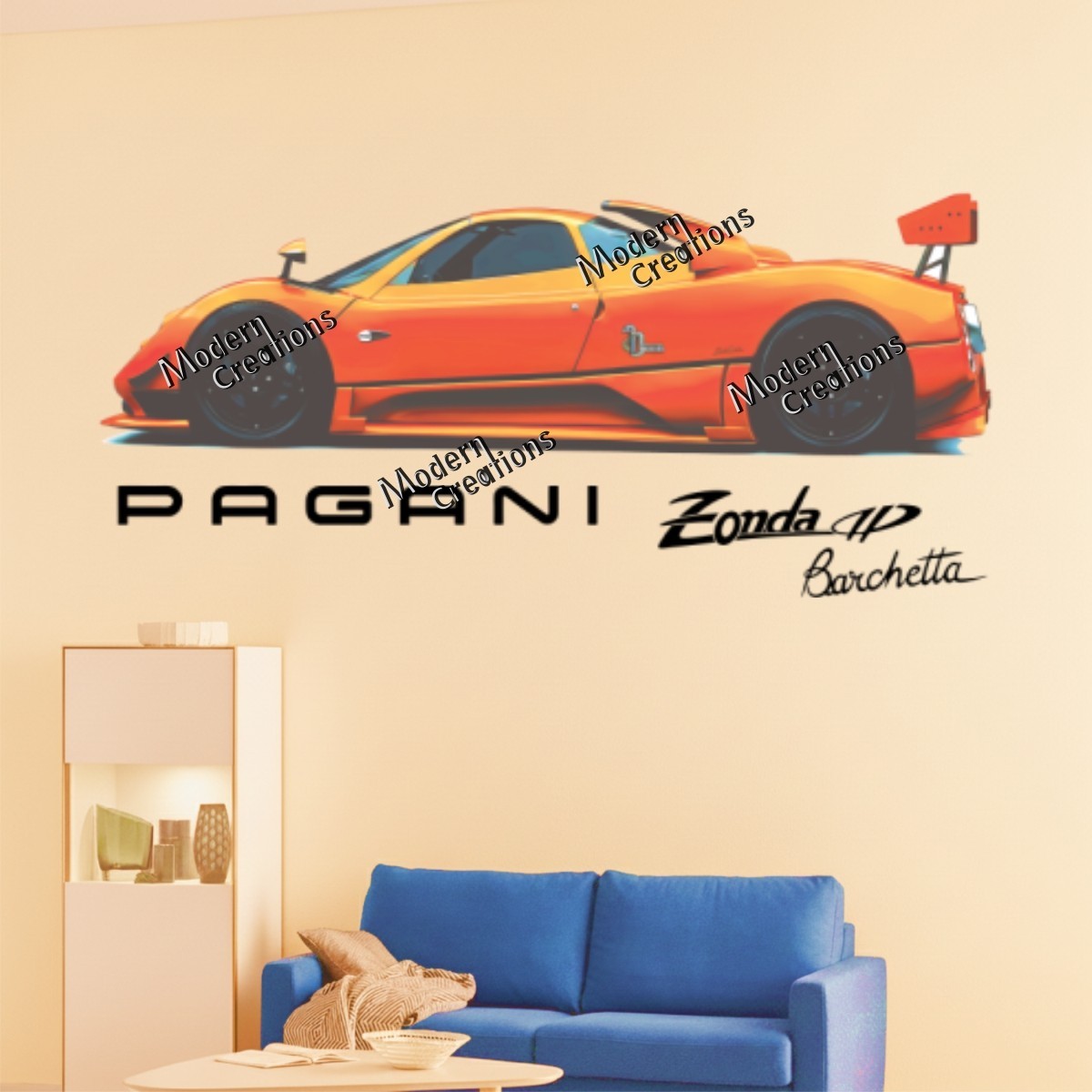 Pagani Supercar Wall Sticker Removable Racing Car Vinyl Sticker for Boys Bedroom
