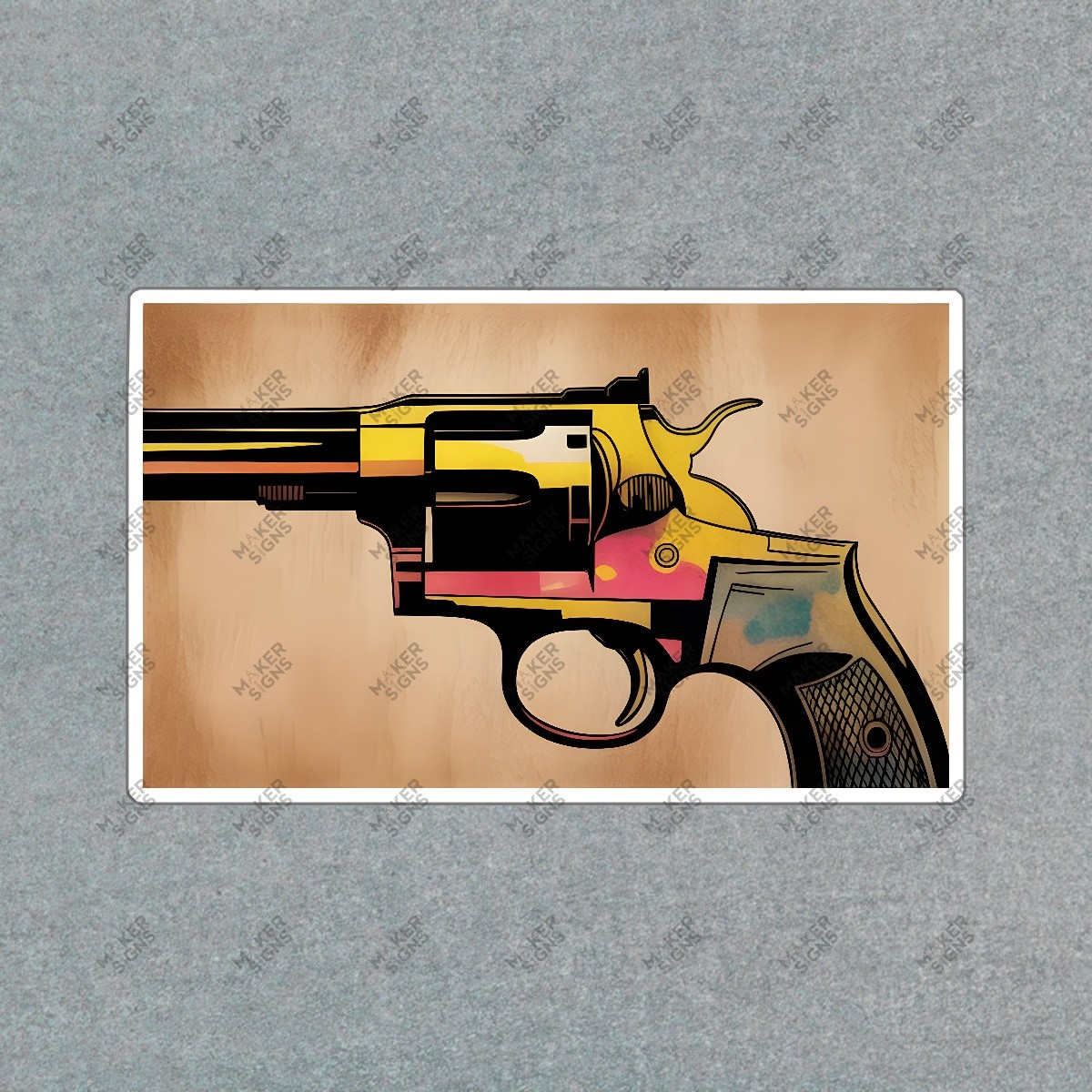 Bold Vibrant Revolver Art Print Modern Digital Design Pop Culture #8280