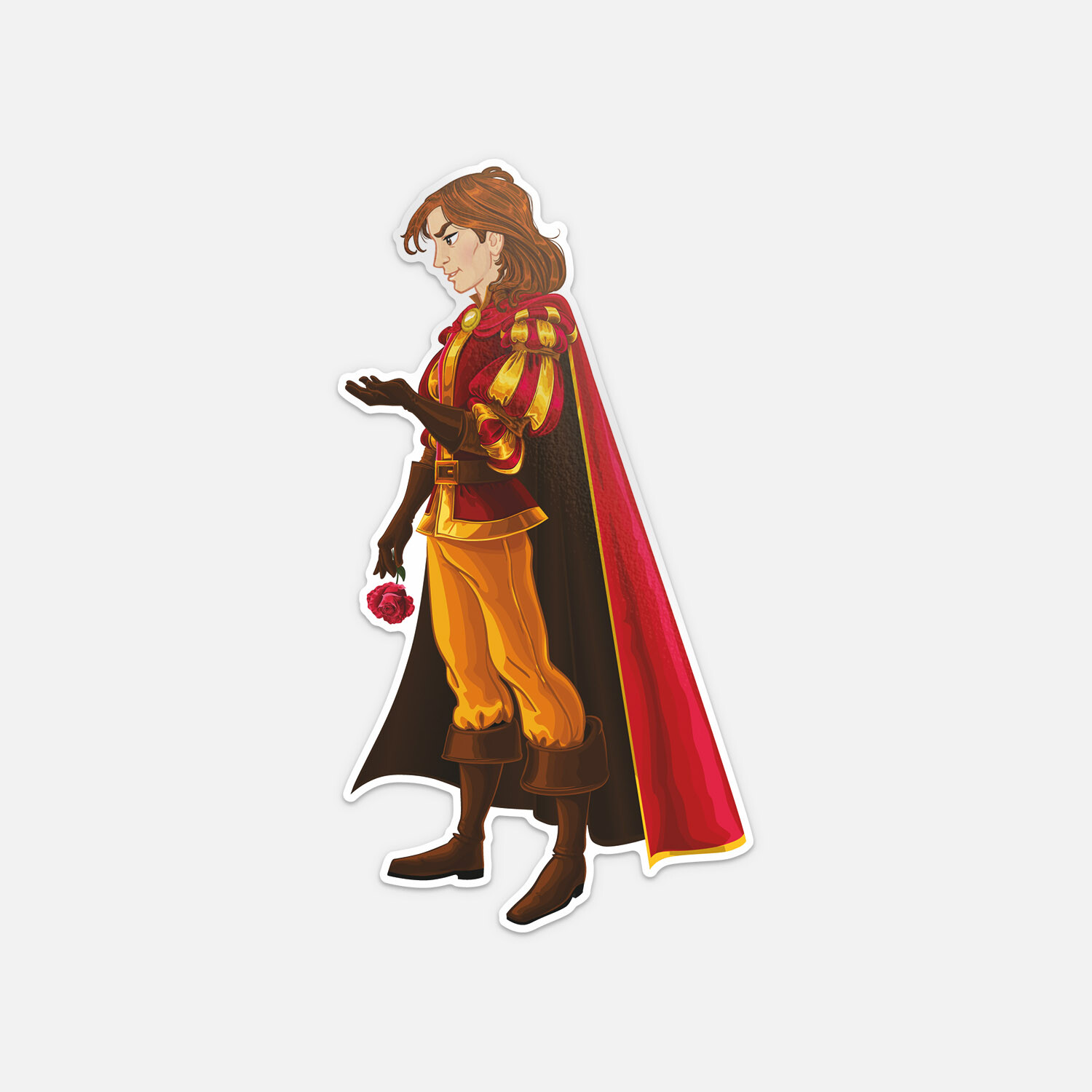 Cartoon Prince With Rose Vinyl Sticker Decal