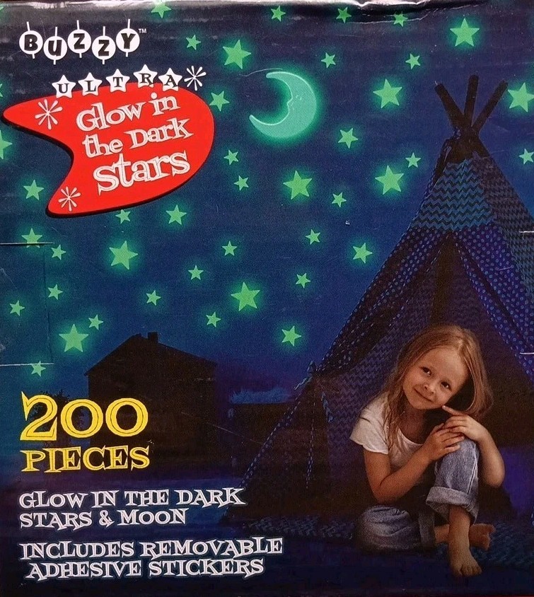 Ultra Glow In The Dark Stars 200 Adhesive Pieces With Moon